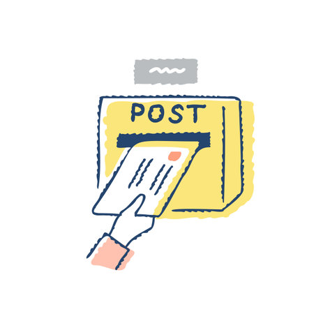Postbox with letter. Vector illustration in doodle style.のイラスト素材