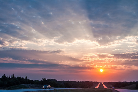 Sun on highwayの写真素材