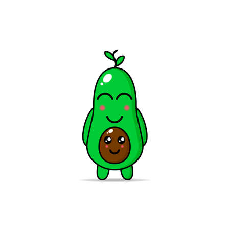 cute avocado illustration design mascot kawaiiのイラスト素材