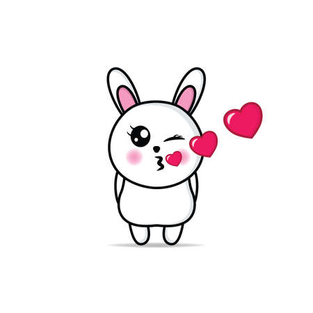 cute kiss love rabbit valentine s day illustration designのイラスト素材