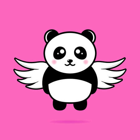 cute panda flying design mascot kawaiiのイラスト素材