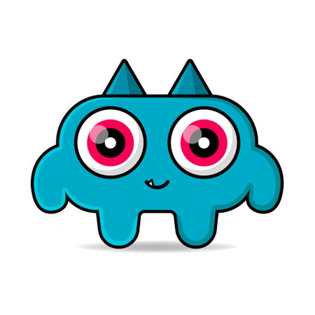 cute vector cartoon monsters. Design for print, decoration, t-shirt, illustration, or sticker mascot kawaiiのイラスト素材