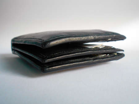 Black wallet isolated  on white backgroundの写真素材