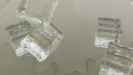 ice cubes falling 3d renderの写真素材