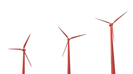 Windmills rising like bar graph 3d render