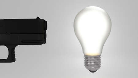 Idea reperesented by a bulb being shot and killedの写真素材
