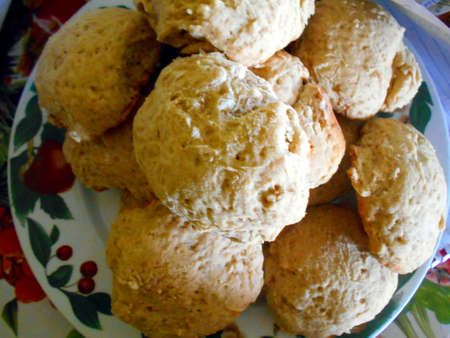rock buns on a plate after being bakedの写真素材