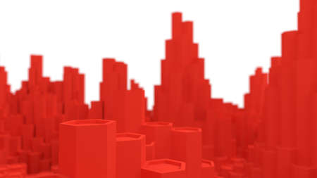 Red hexagonal landscape 3d renderの写真素材