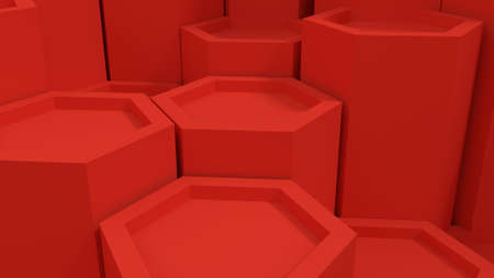 Red hexagonal landscape 3d renderの写真素材