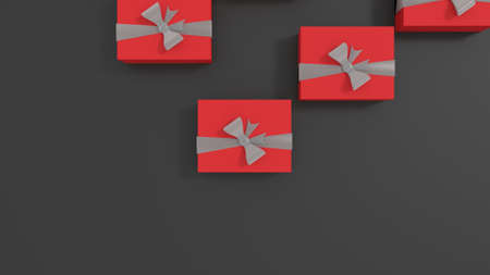 red christmas gift boxes 3d render