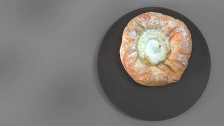 Home made healthy sweet bread on a plate freshly baked 3d renderの写真素材