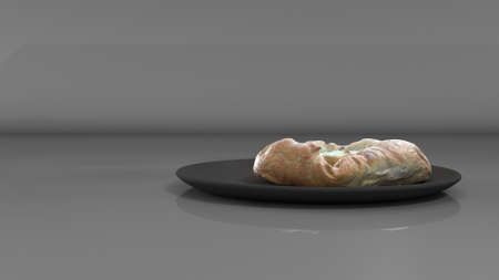 Home made healthy sweet bread on a plate freshly baked 3d renderの写真素材