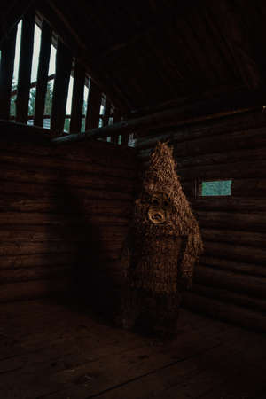 scary abandoned village house with a monster. Halloween themed photoの写真素材
