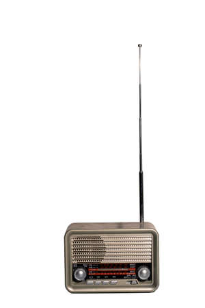 retro vintage radio isolated on white backgroundの写真素材