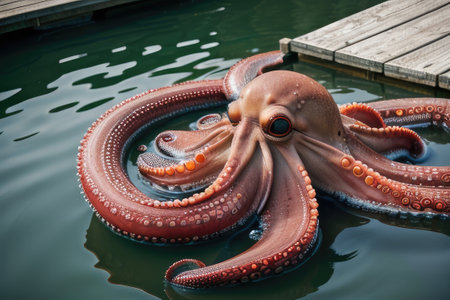 Octopus in the water, detail of a big octopus.の素材