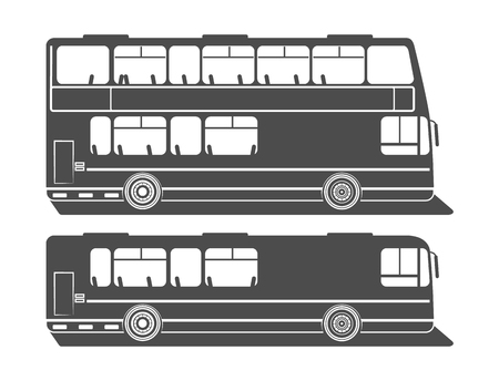 flat double-decker bus, simple busのイラスト素材