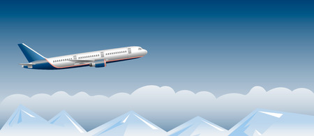 passenger airplane above the cloudsのイラスト素材