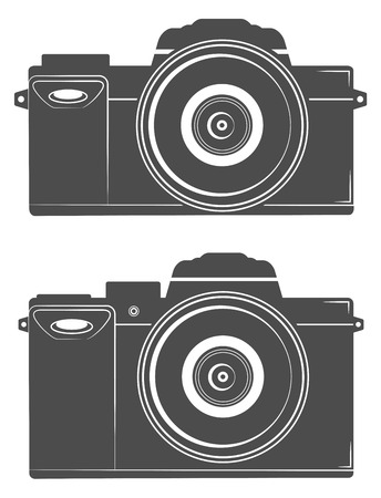 flat compact camera, photography, big lensのイラスト素材