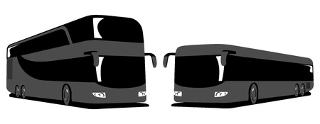 Double-Decker and city bus. Flat tourist bus illustration.のイラスト素材