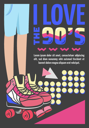 Memphis cards with geometric elements and retro illustrations. Set of vector banners in trendy 80s-90s memphis style. cover design, advertising, poster and greeting card. graphic tee and printed teeの写真素材
