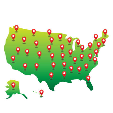 USA map with state locationのイラスト素材