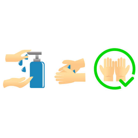 Hand sanitize in 3 views vector designのイラスト素材