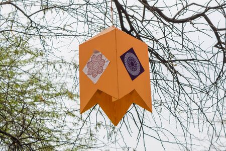 Handmade lampshades from Surajkund handicraft fairの写真素材