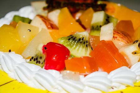 Tasty yellow Fruit Cake with vanilla flavorの写真素材
