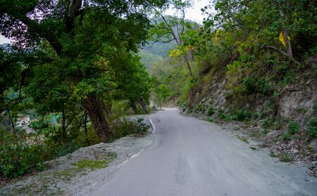 Roads between mountains of  Rishikesh valley, Located in the foothills of the Himalayas in northern India.の写真素材