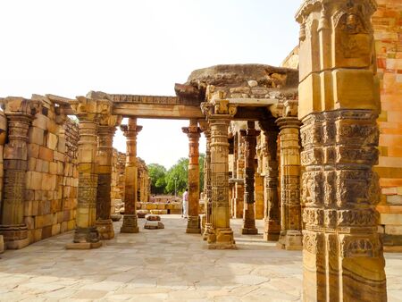 Qutb-Minar one of the most famous historical landmarks of India. The Qutub Complexの写真素材