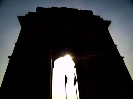 The India Gate is located in the center of New Delhi, the capital of India.の写真素材