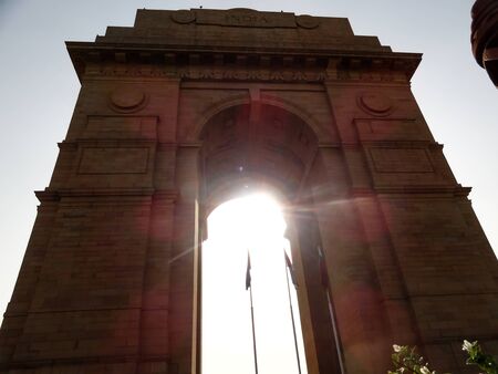 The India Gate is located in the center of New Delhi, the capital of India.の写真素材