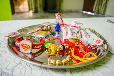 Aarti plate for Rakhi pooja on rakshabandhan festivalの写真素材
