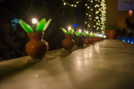 Happy Diwali - colorful decorating LED light for diwali  during diwali celebrationの写真素材
