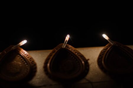 Happy Diwali - colorful decorating LED light for diwali  during diwali celebrationの写真素材