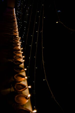 Happy Diwali - colorful decorating LED light for diwali  during diwali celebrationの写真素材