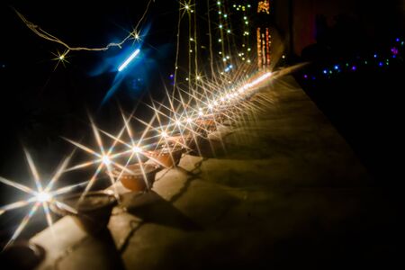 Happy Diwali - colorful decorating LED light for diwali  during diwali celebrationの写真素材
