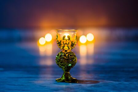 Happy Diwali - Colorful clay diya lamps lit during diwali celebrationの写真素材
