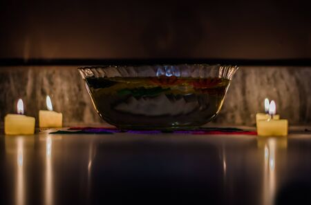 Happy Diwali - Colorful clay diya lamps lit during diwali celebrationの写真素材