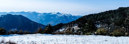 Nathatop and Patnitop cities of Jammu and its park covered with white snow, Winter landscapeの写真素材