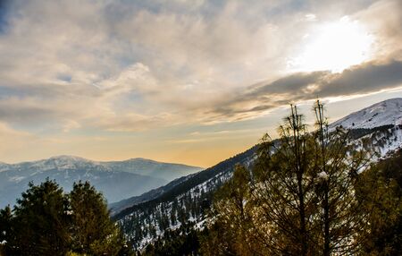 Patnitop a city of Jammu and its park covered with white snow, Winter landscapeの写真素材