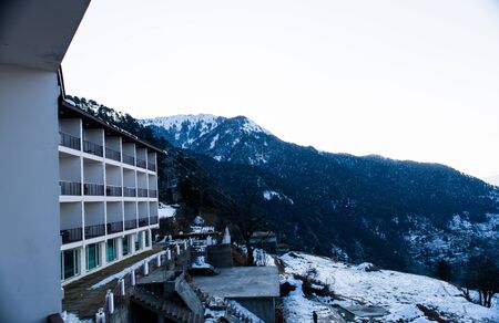 Patnitop a city of Jammu and its park covered with white snow, Winter landscapeの写真素材