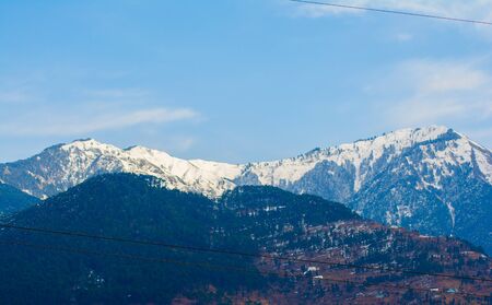 himalayan mountain range covered with the snow at patnitop a city of Jammu, Winter landscapeの写真素材