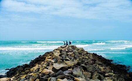 Sea beach of dwarkadhish temple of dwarka Gujarat Indiaの写真素材