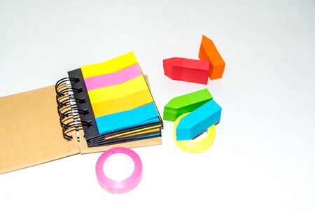 Set of different types of colorful sticky note isolated on white background.の写真素材