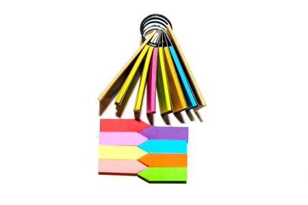 Set of different types of colorful sticky note isolated on white background.の写真素材