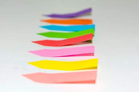 Set of different types of colorful sticky note isolated on white background.の写真素材
