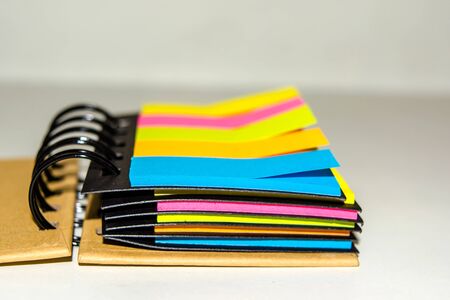 spiral notebook of sticky notes on isolate white background.の写真素材