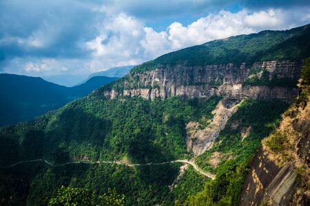 Eco Park Cherrapunji, Meghalaya. lovely view of the Green Canyons and Nohsngithiang Falls of Cherapunji Meghalaya.の写真素材