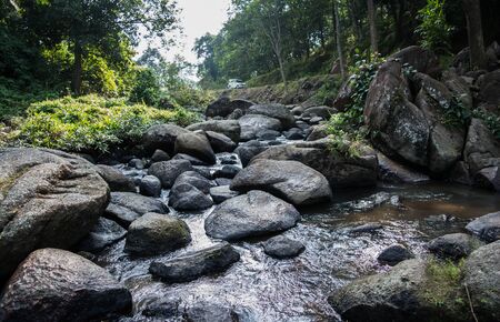 Beautiful Elephant Falls, the Three steps water falls, in Shillong, Meghalaya, East Khasi Hills, Indiaの写真素材